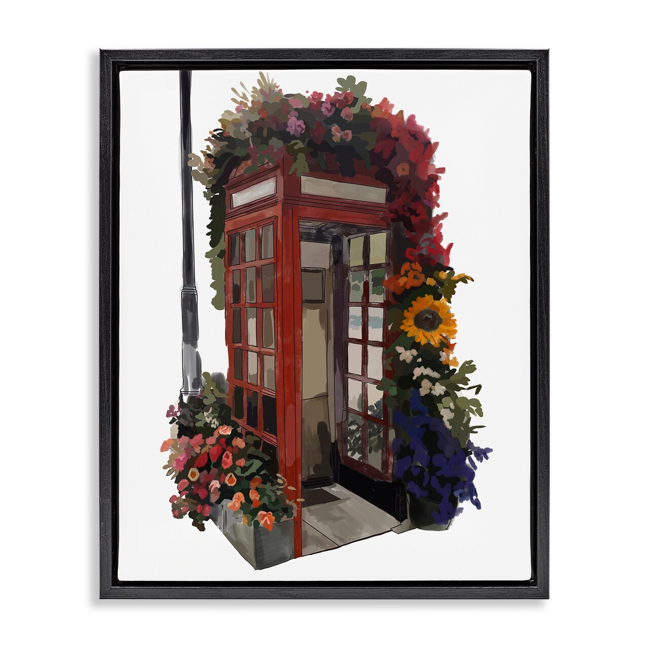 Stupell Industries Floral Swathed Phone Booth Floating Frame By Amelia Noyes